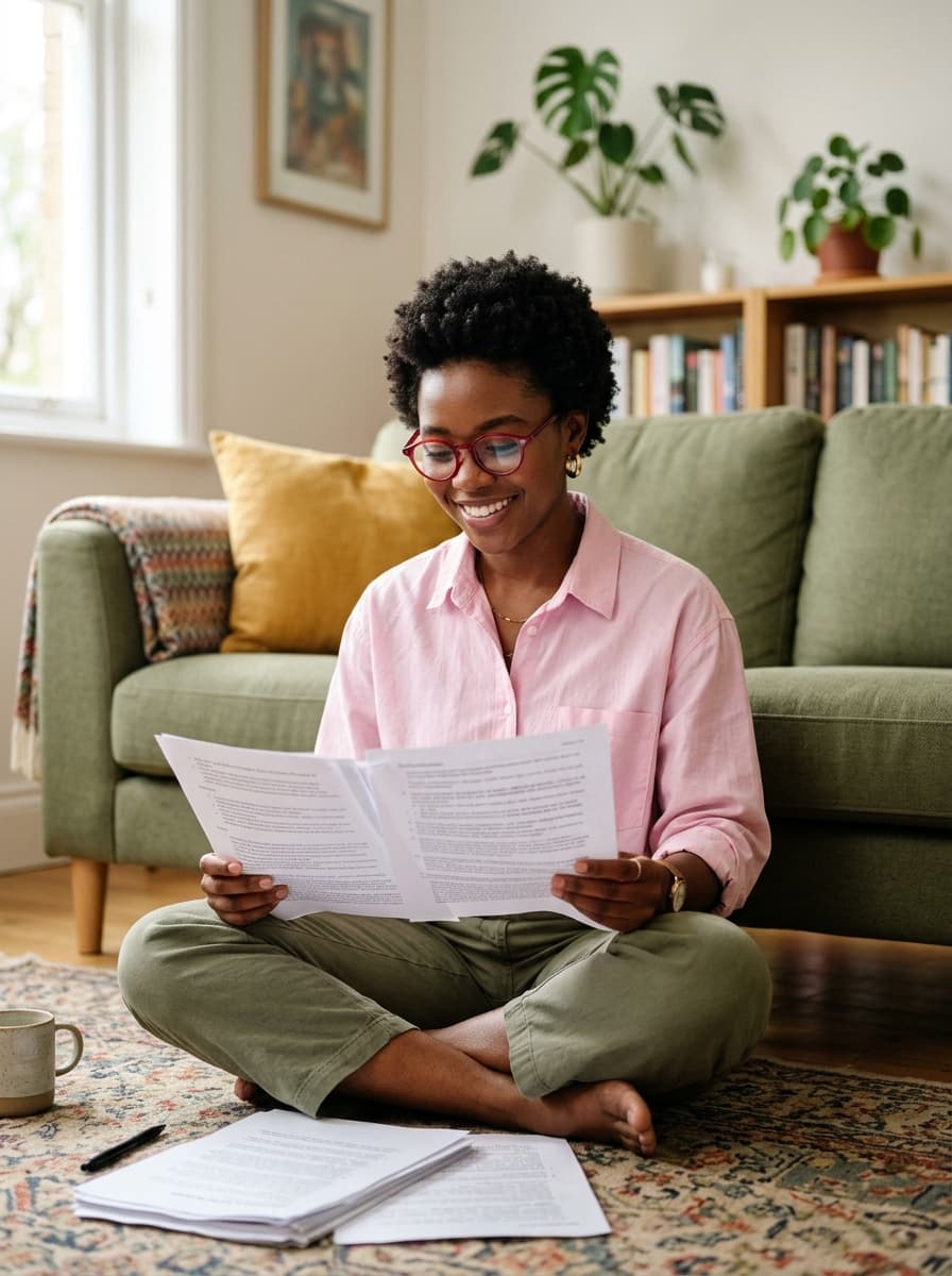 Student reviewing education course documents