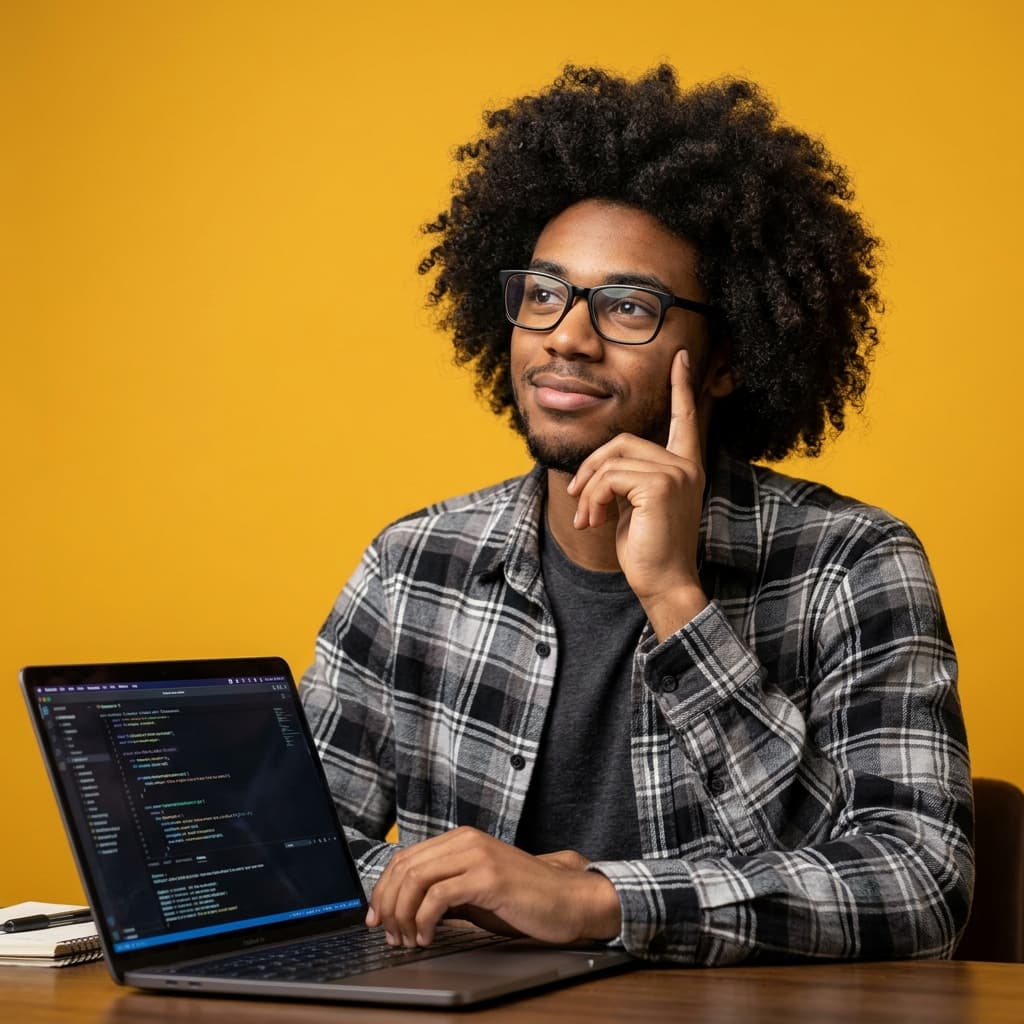Student with laptop learning